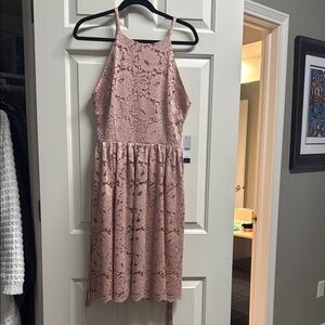 Pink Lace Halter Dress
